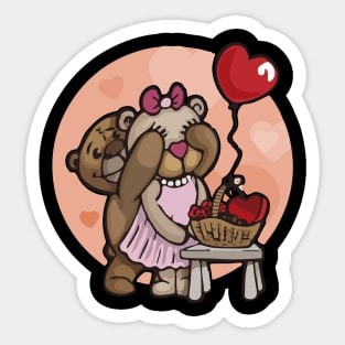 Teddy, peek-a-boo, plush, bears, romantic, V Sticker